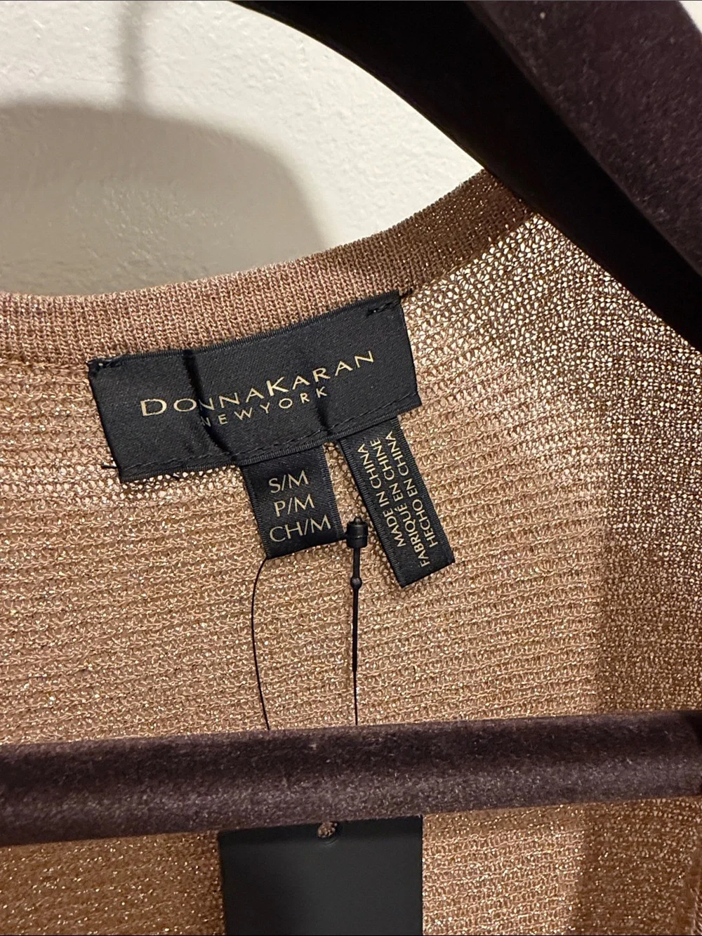 Donna Karan Bronze Metallic Open-Front Draped Shrug